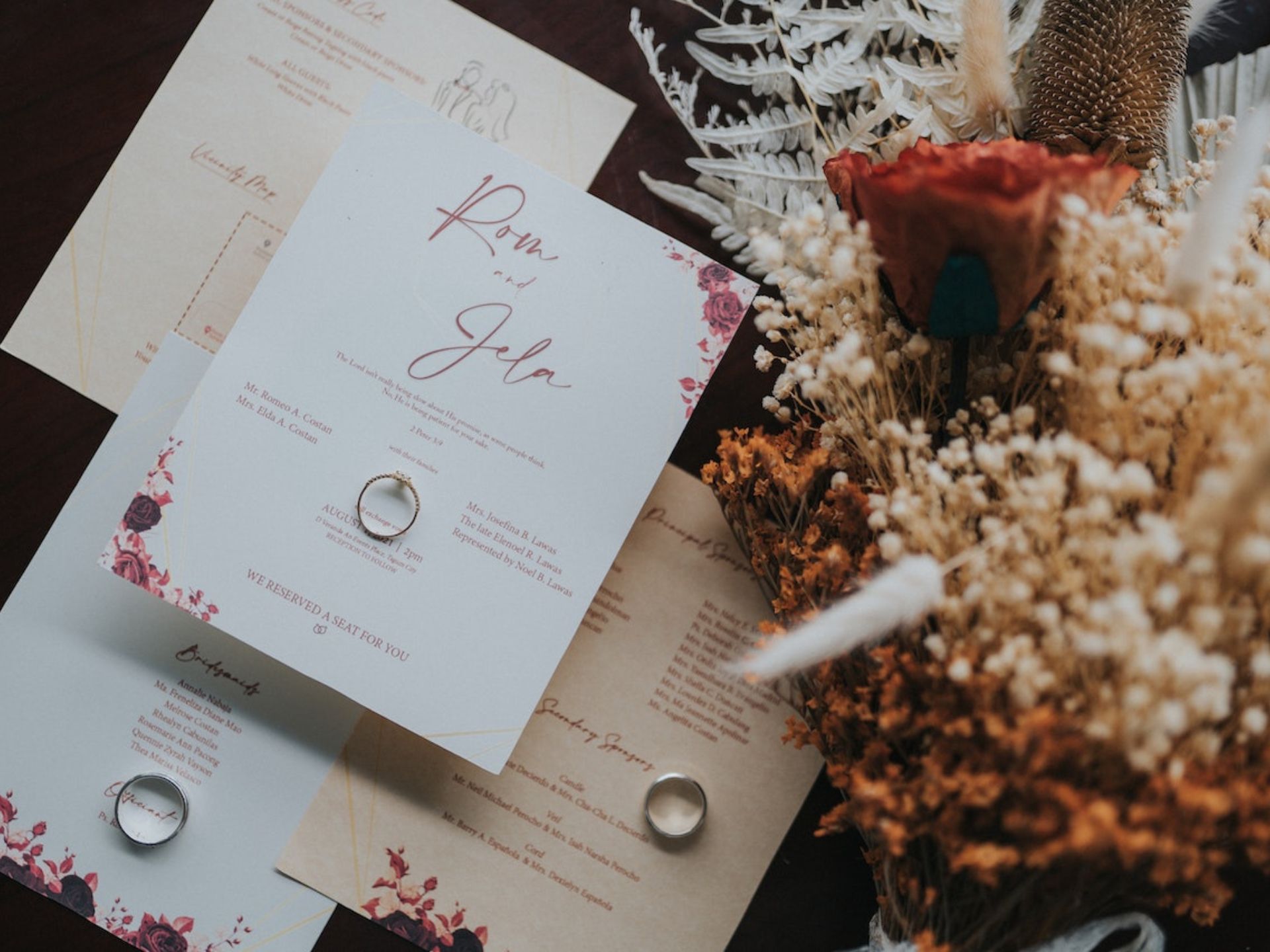 Wedding invitation cards.