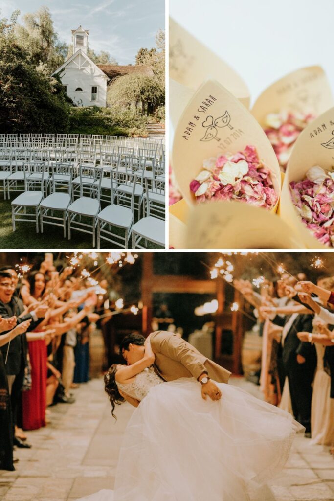 A wedding with a sparkler send off.