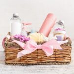 A spa themed wedding gift basket.