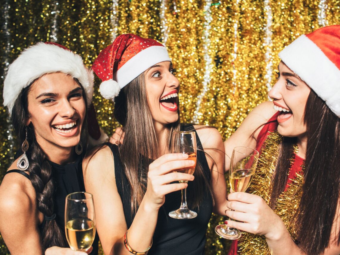 A group of girls at a christmas party.