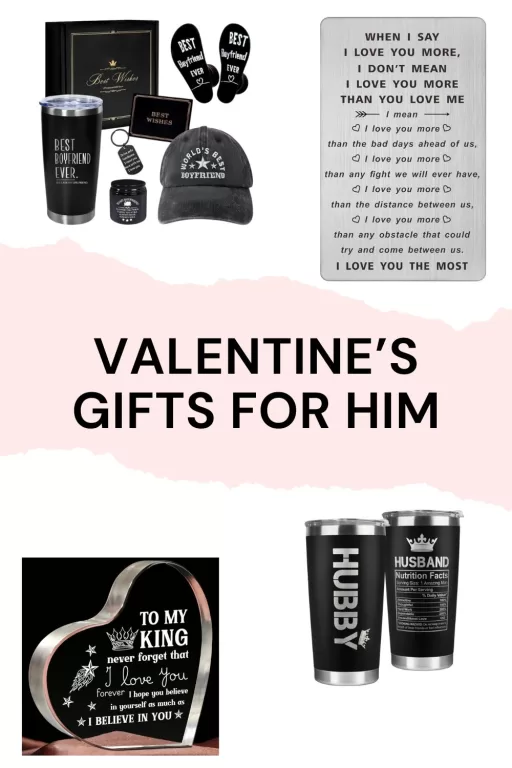 Images of 4 valentine's day gifts for him.