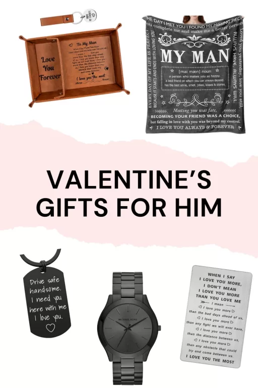 Images of 5 valentine's day gifts for him.