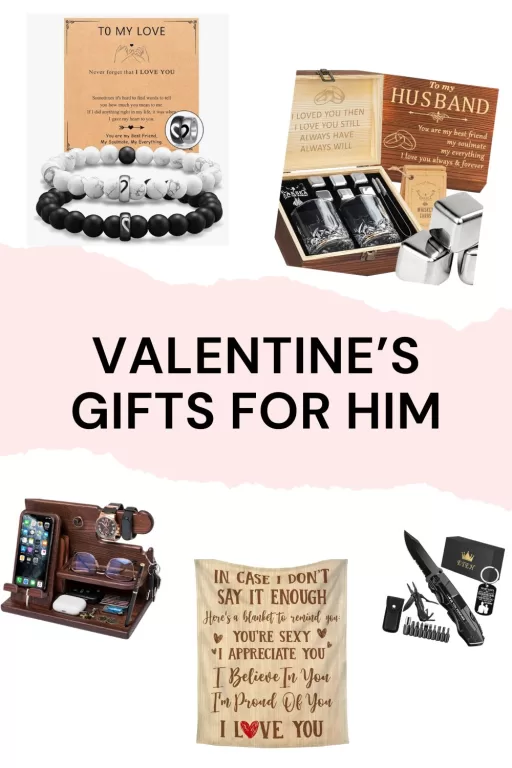 Images of 5 valentine's day gifts for him.