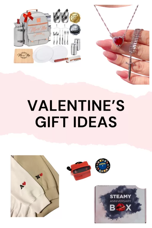 Images of 5 valentine's day gifts for him and her.