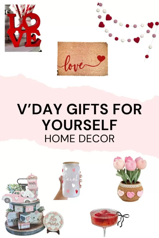 Images of 7 valentine's day gifts of home decor items.