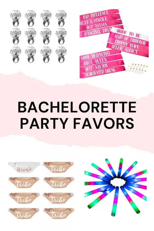 Images of 4 going out bachelorette party favors.
