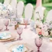 A pastel decorated spring wedding table.