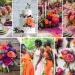 A photo collage of burgundy and burnt orange wedding color ideas.