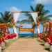 A tropical themed beach wedding.