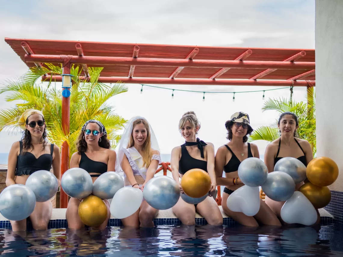 A pool bachelorette party.