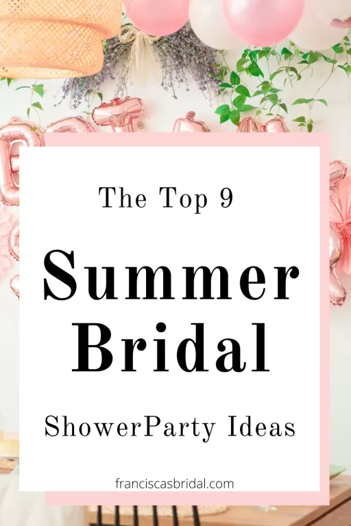 A tropical summer party with the text top 9 summer bridal shower theme ideas.