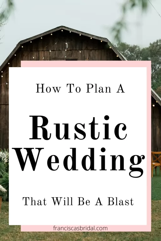 A barn wedding with the text best rustic wedding theme ideas.