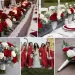 A photo collage of red and grey wedding color ideas.