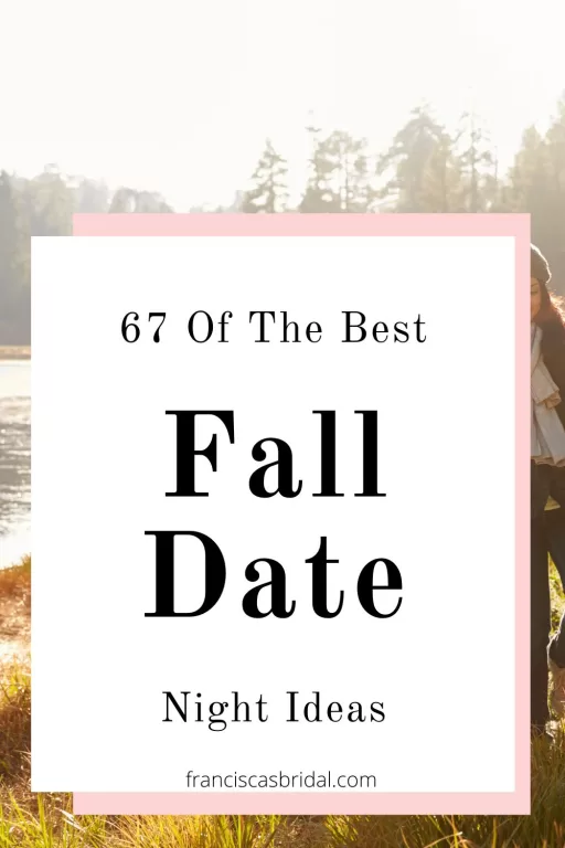 A couple walking near a lake with the text budget friendly fall date ideas.
