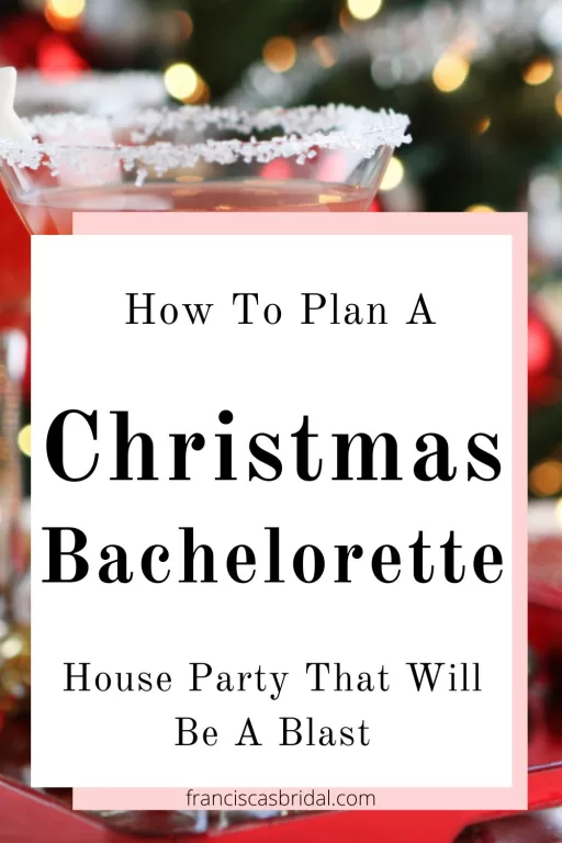 A christmas bachelorette party table with peppermint cocktails on top. 