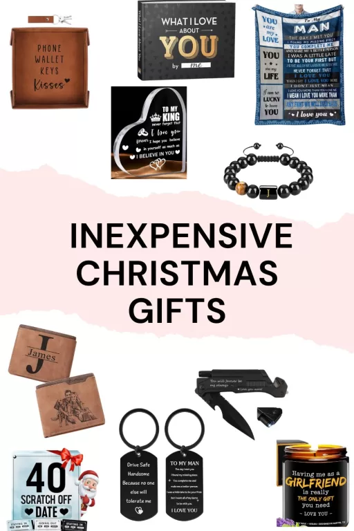 A collage of 10 budget friendly christmas gift ideas for couples/