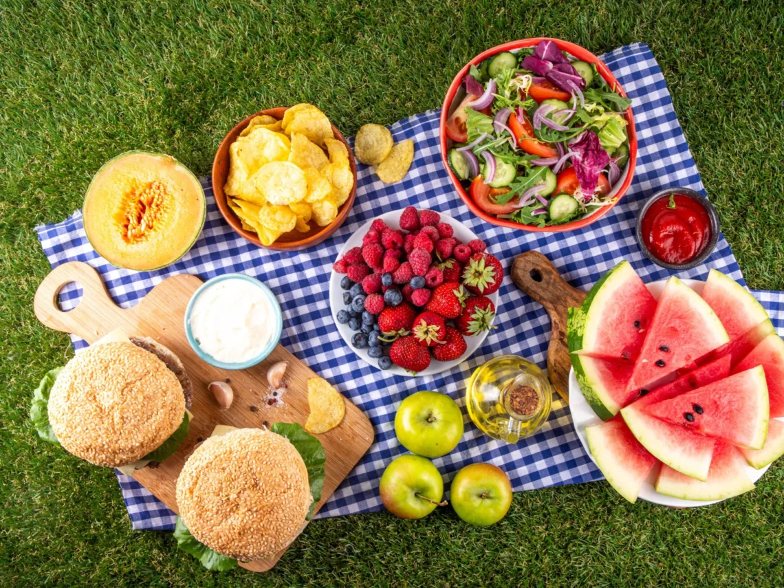 A picnic with the text summer food date ideas.